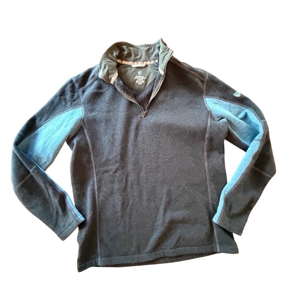 Kuhl Revel Men’s 1/4 ZIP Fleece Large Blue/Gray base layer